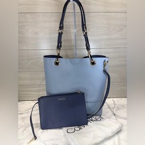 CALVIN KLEIN Sonoma Navy faux leather Tote. New never used. Dust cover. No tag